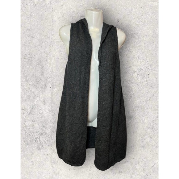 Cynthia Rowley Womens Large 2 Ply Cashmere Knit Hooded Vest Sleeveless Cardigan - Picture 1 of 6